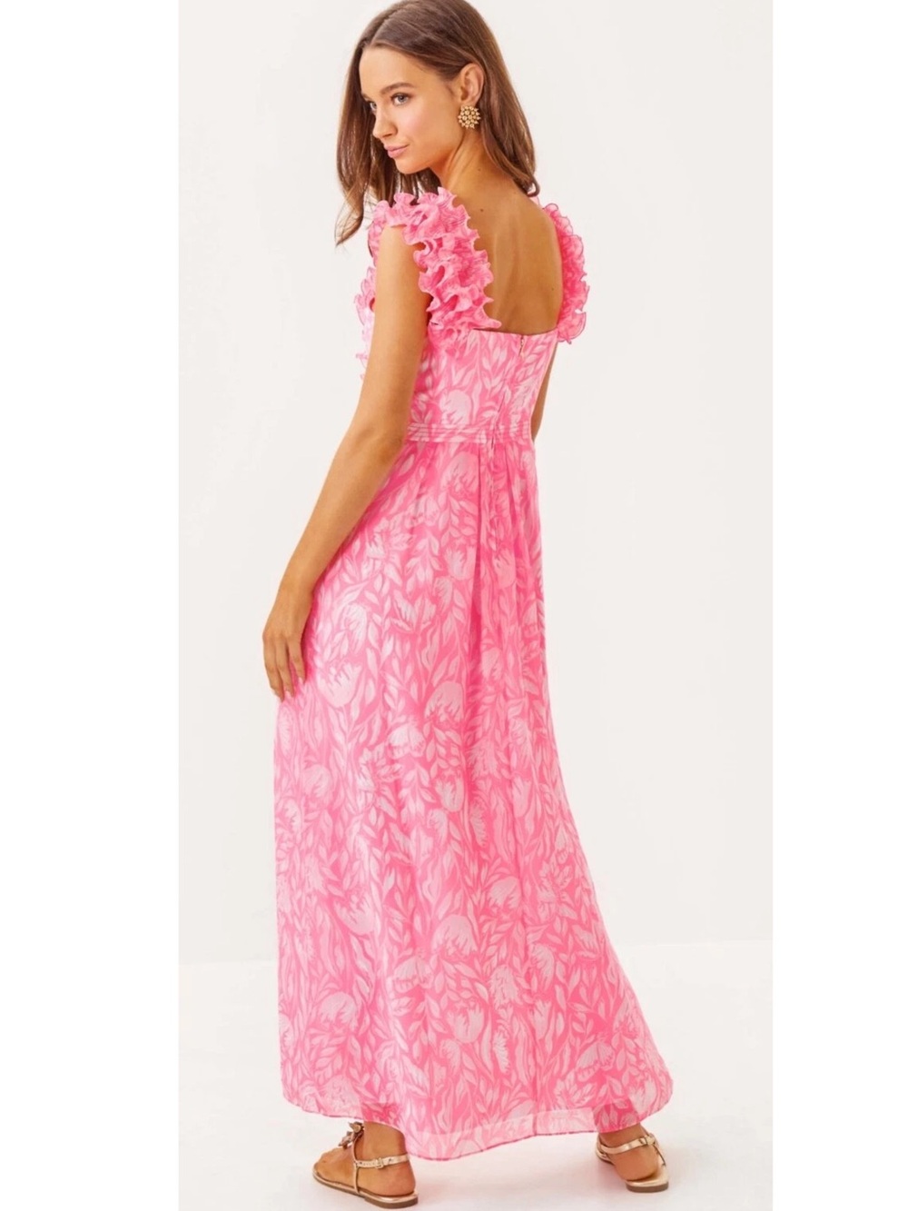Lilly Pulitzer NWT Amber Maxi Dress Rousseau Pink Tulip To Tango Size 8 - Picture 7 of 9